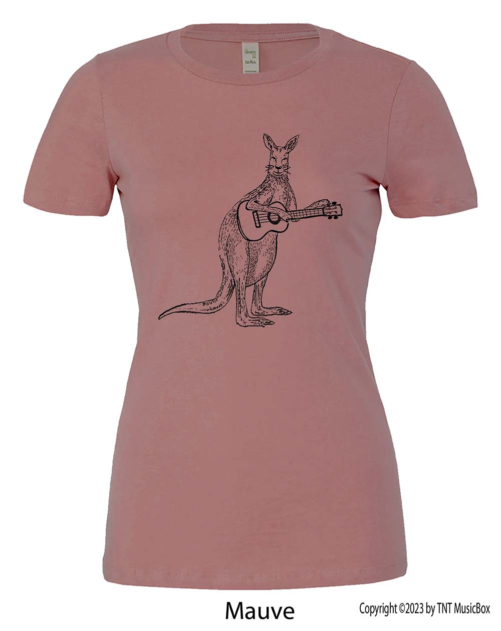 Kangaroo Playing Ukulele- Ladies Ladies Slim Fit