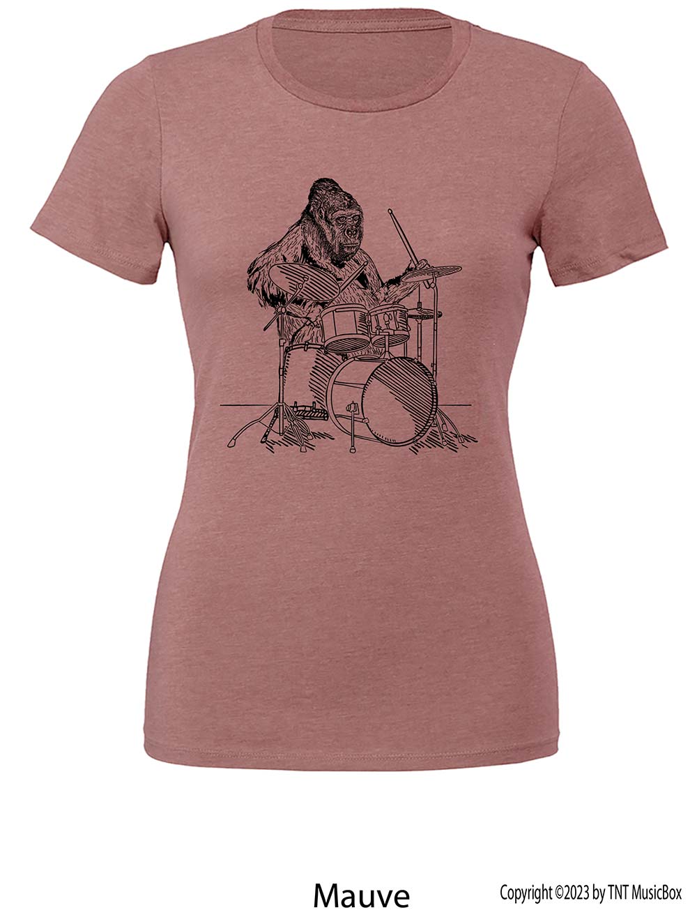 Gorilla Playing Drums – Ladies Slim Fit