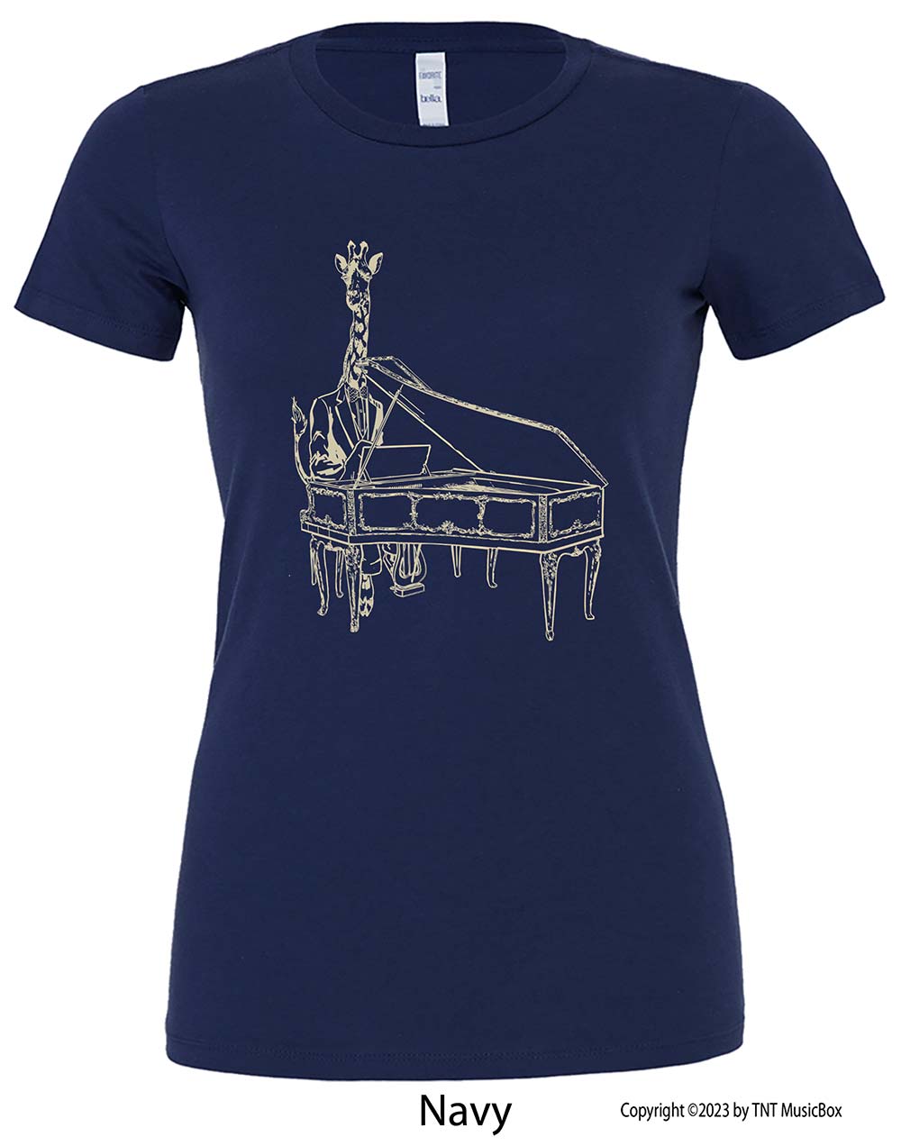 Giraffe Playing Piano- Ladies Slim Fit