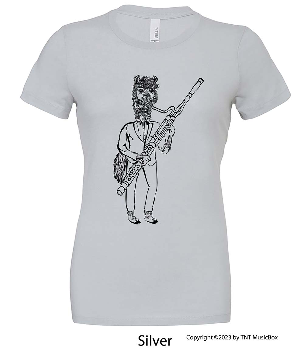 Llama Playing Bassoon – Ladies Ladies Slim Fit