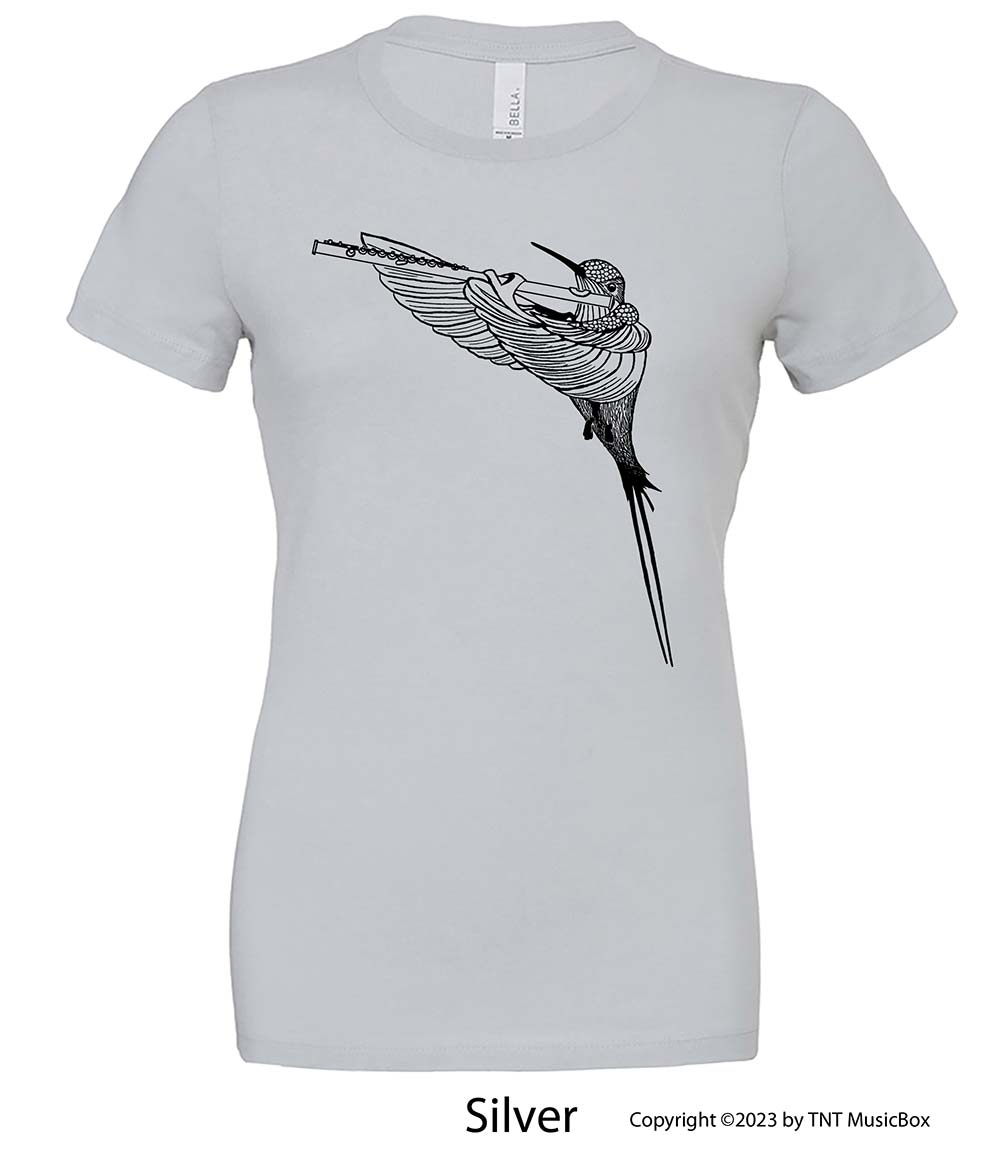 Hummingbird Playing Flute – Ladies Slim Fit