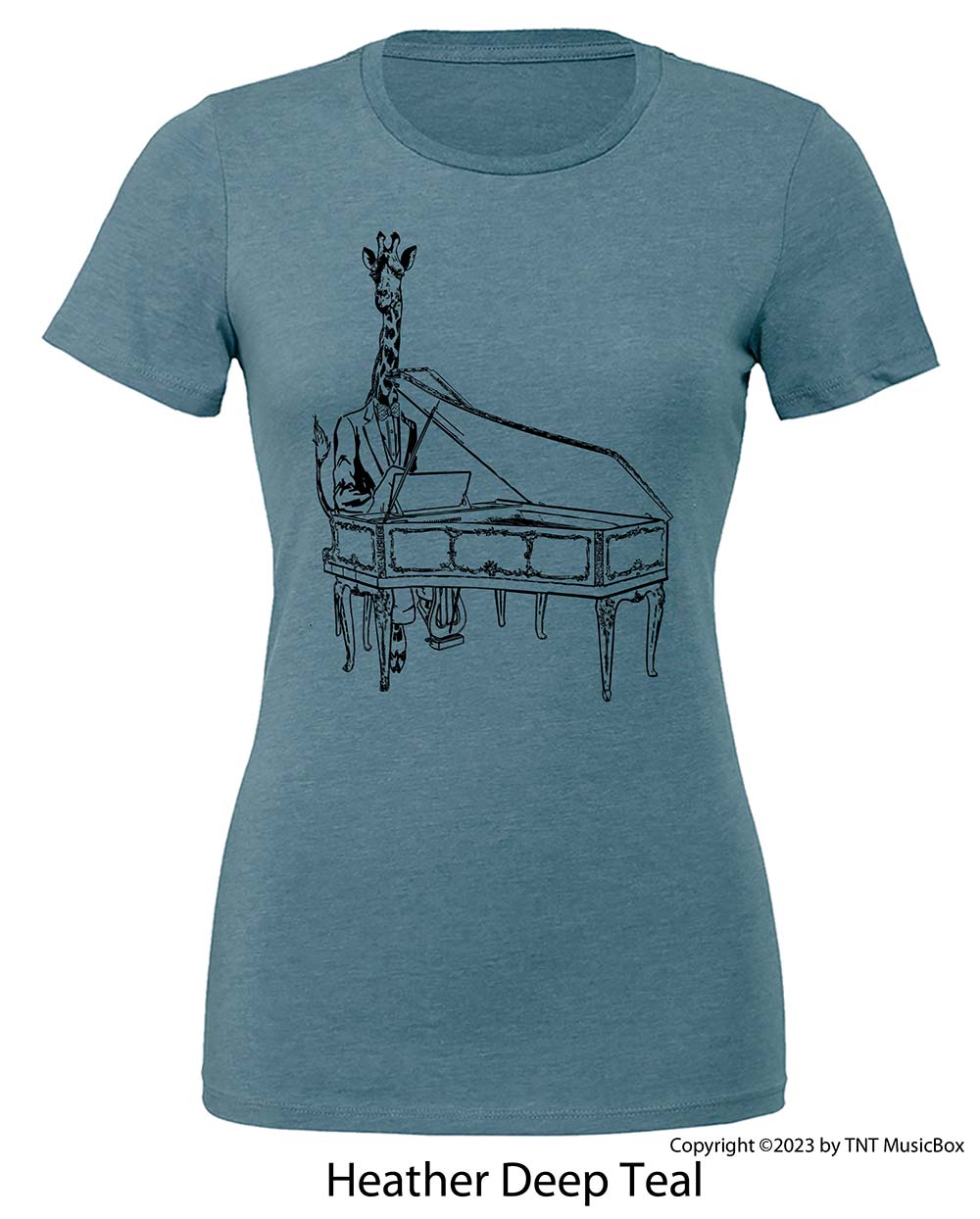 Giraffe Playing Piano- Ladies Slim Fit