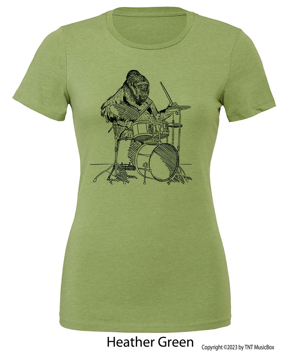 Gorilla Playing Drums – Ladies Slim Fit