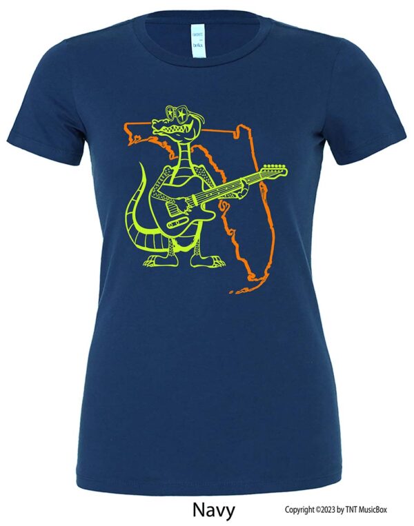 Gator playing guitar on V-Navy Tee