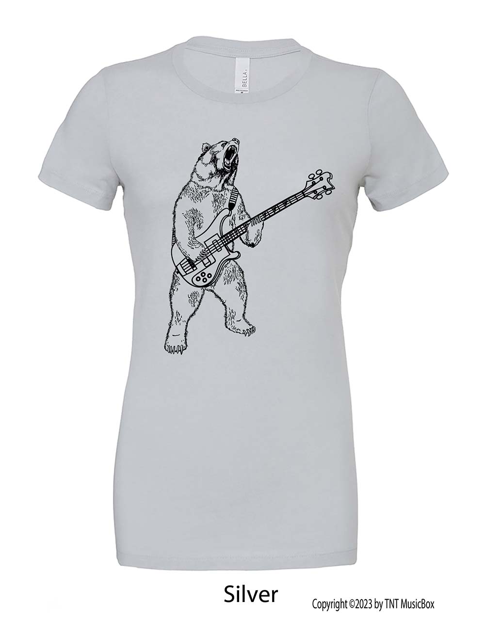 Bear Playing Bass – Ladies Slim Fit