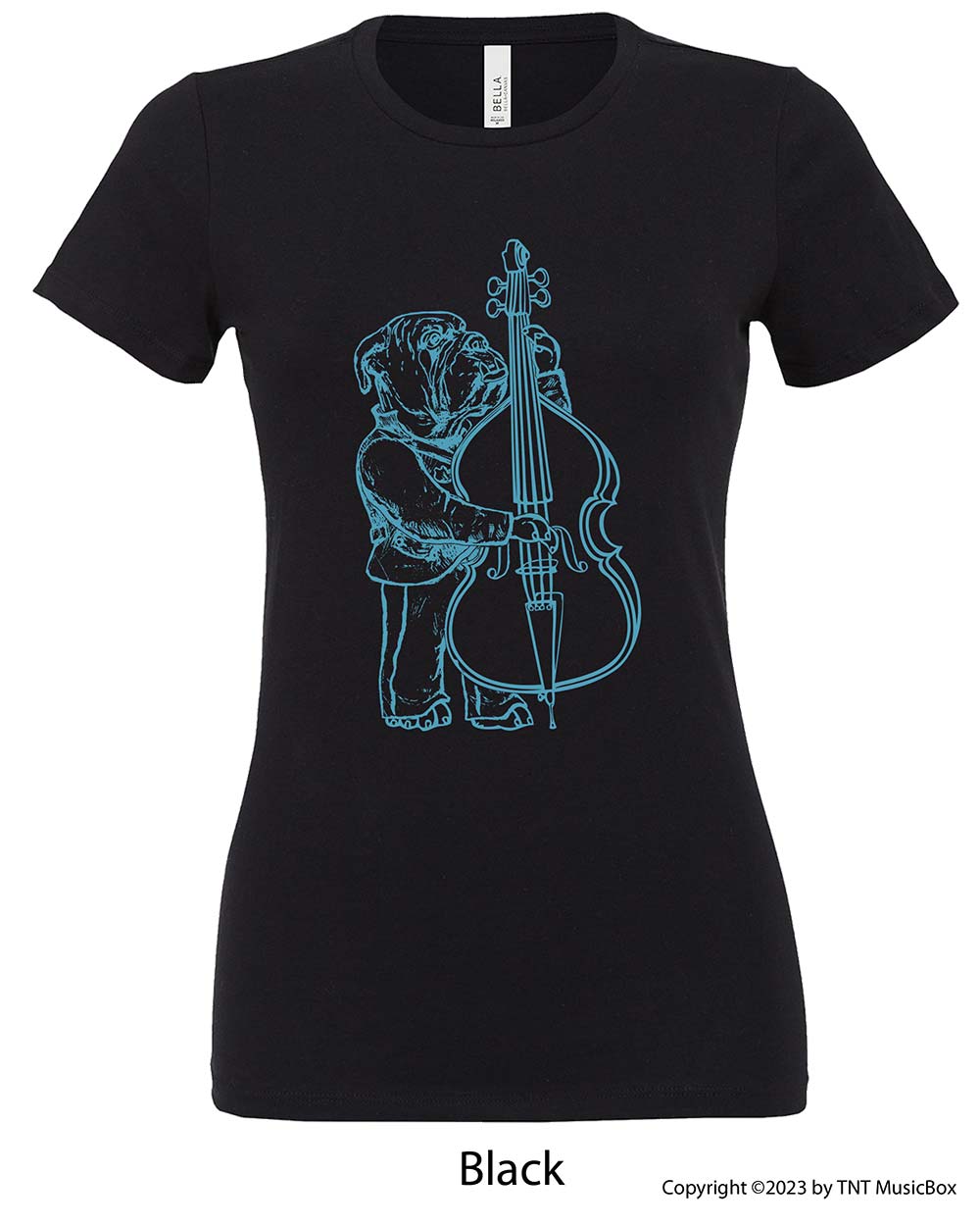 Bulldog Playing Bass – Ladies Slim Fit