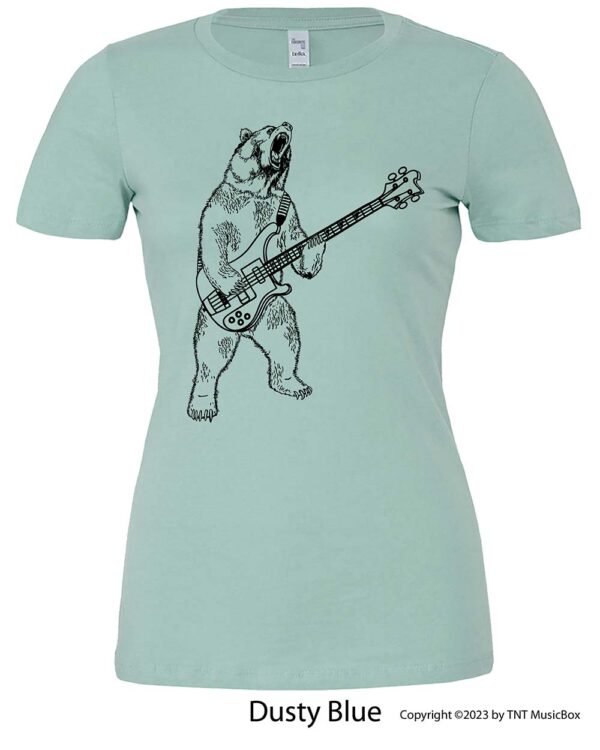 Bear Playing Bass on Ladies Ladies Relaxed Fit Tee