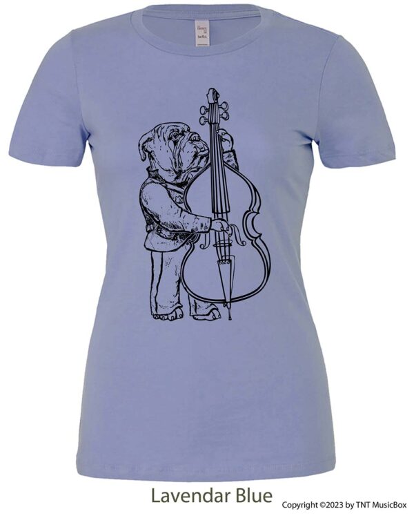 Bulldog Playing Bass Viol on Lavender Blue Tee