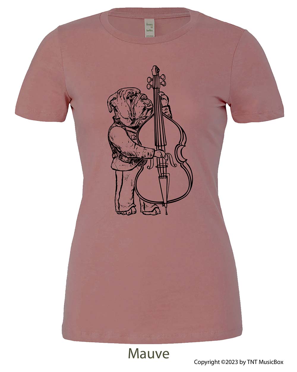 Bulldog Playing Bass – Ladies Slim Fit