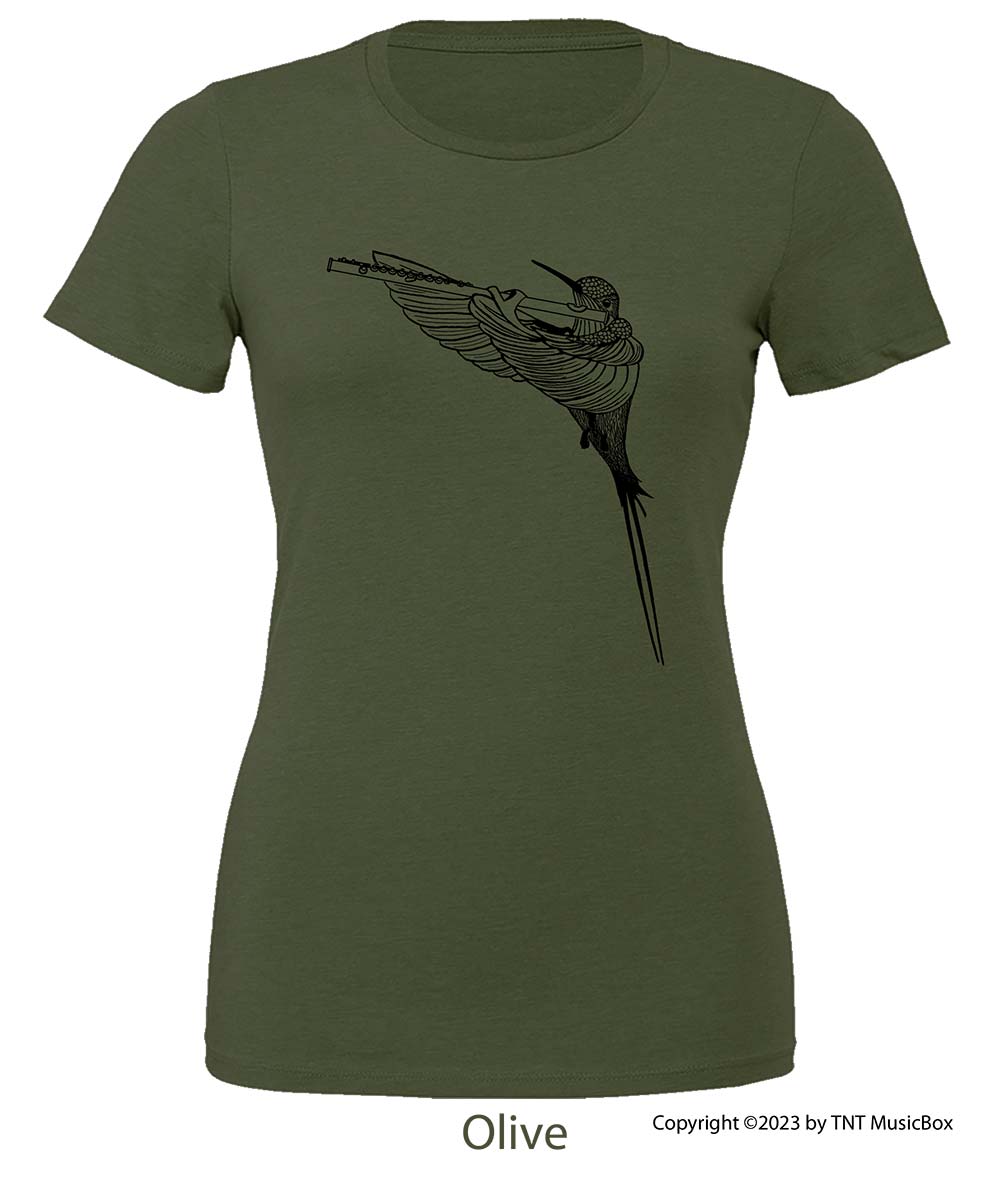 Hummingbird Playing Flute – Ladies Relaxed Fit