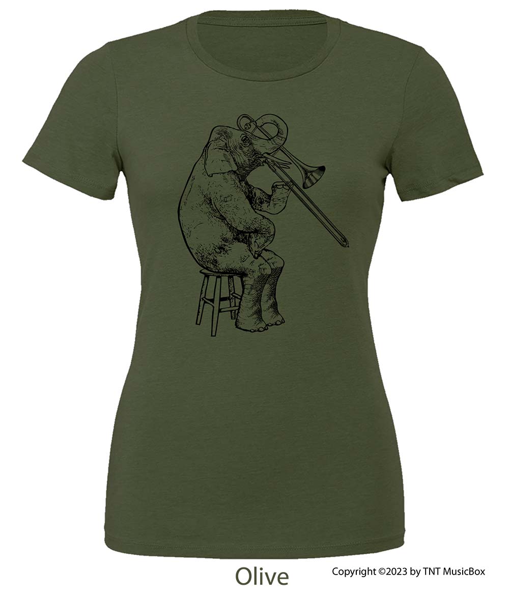 Elephant Playing Trombone – Ladies Relaxed Fit