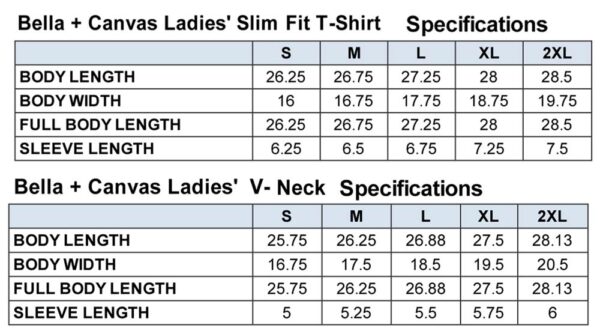 slim fit sizing chart