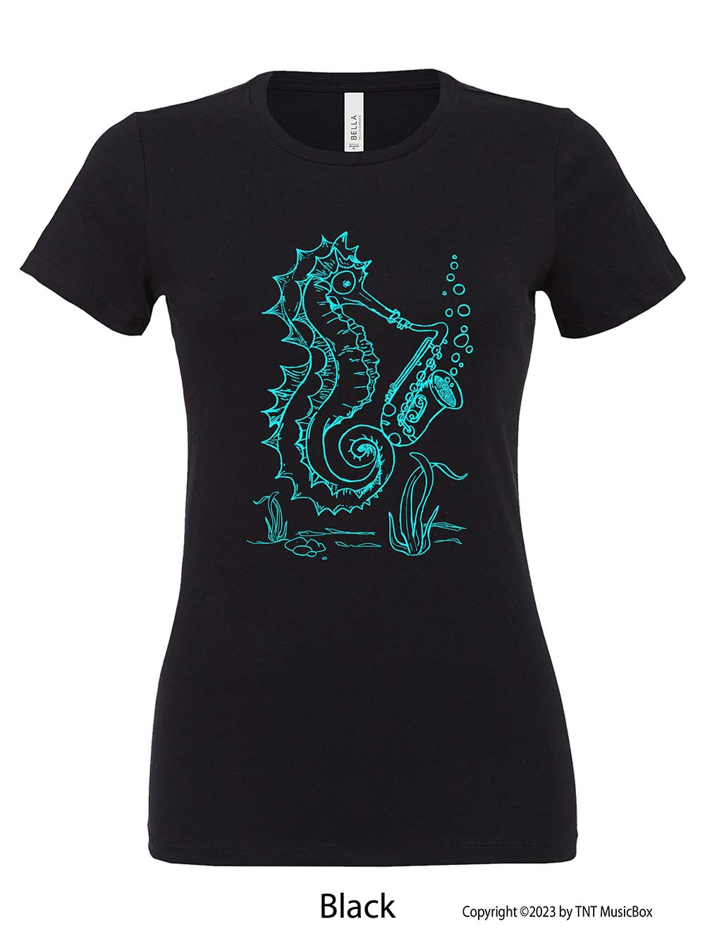 Seahorse Playing Saxophone – Ladies Relaxed Fit