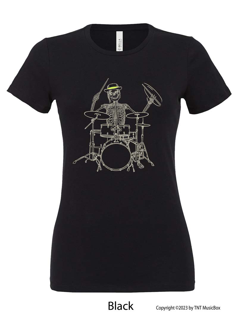 Skeleton Playing Drums – Ladies Relaxed Fit