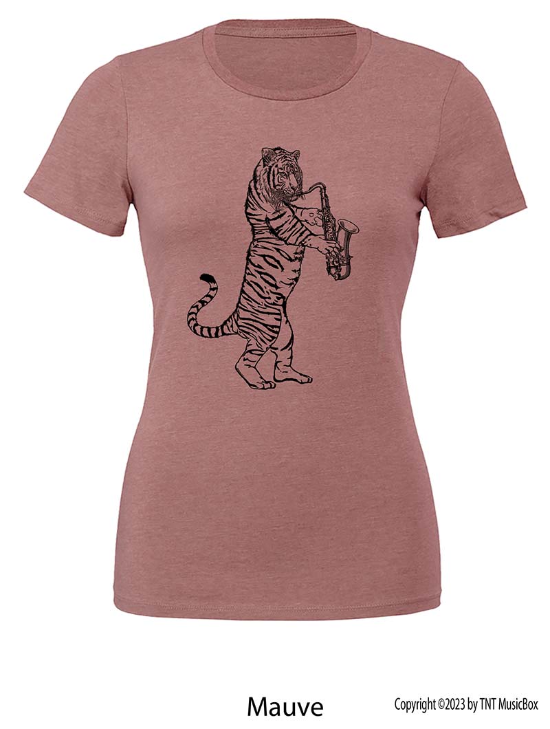 Tiger Playing Saxophone – Ladies Relaxed Fit