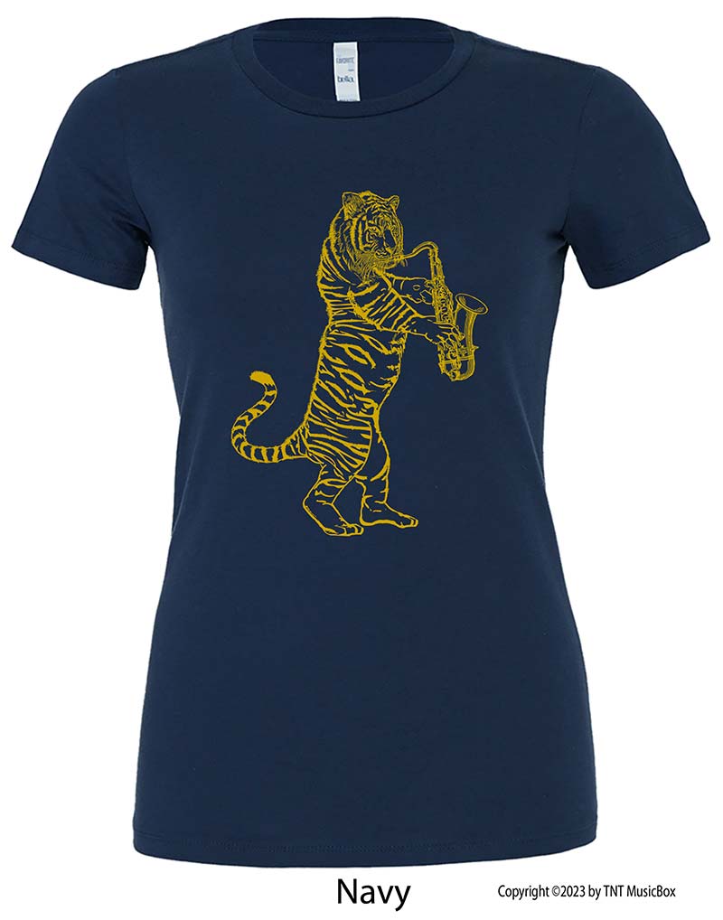 Tiger Playing Saxophone – Ladies Relaxed Fit