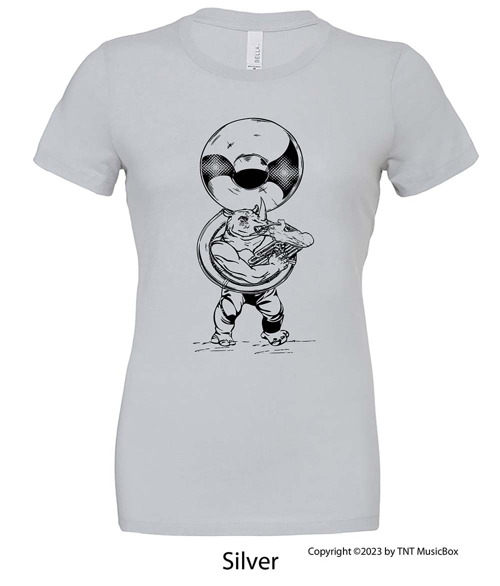 Rhino Playing Sousaphone – Ladies Slim Fit