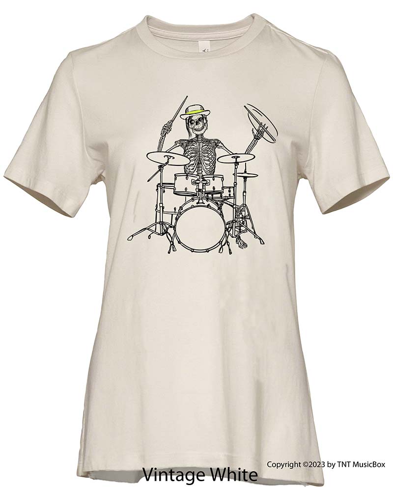 Skeleton Playing Drums – Ladies Relaxed Fit