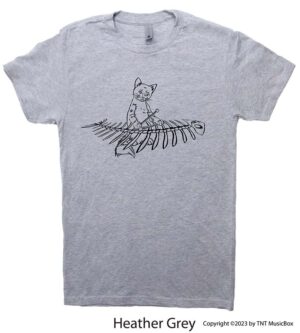 Cat Playing Marimba on a Heather Grey T-Shirt.