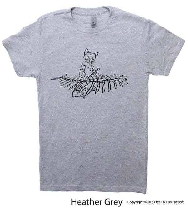 Cat Playing Marimba on a Heather Grey T-Shirt.