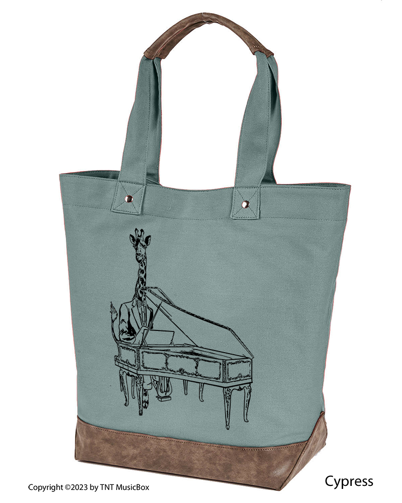 Giraffe Playing Piano Musician’s  Canvas Tote