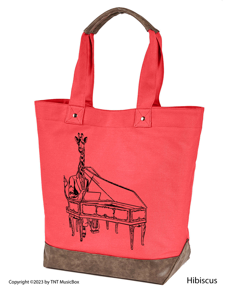 Giraffe Playing Piano Musician’s  Canvas Tote