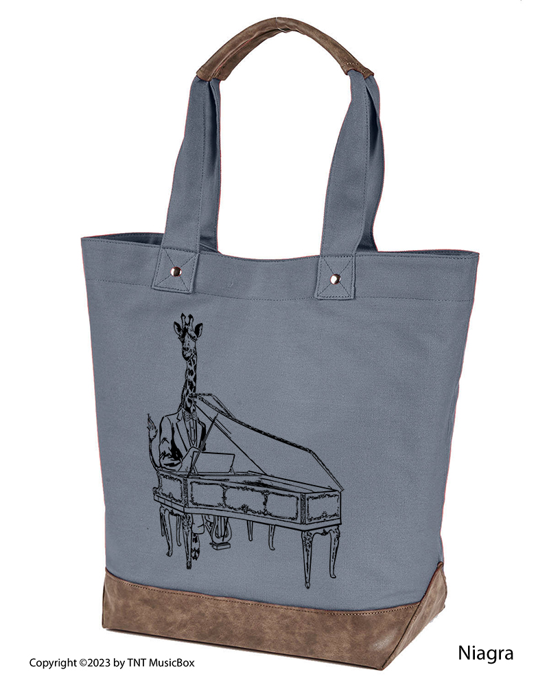 Giraffe Playing Piano Musician’s  Canvas Tote