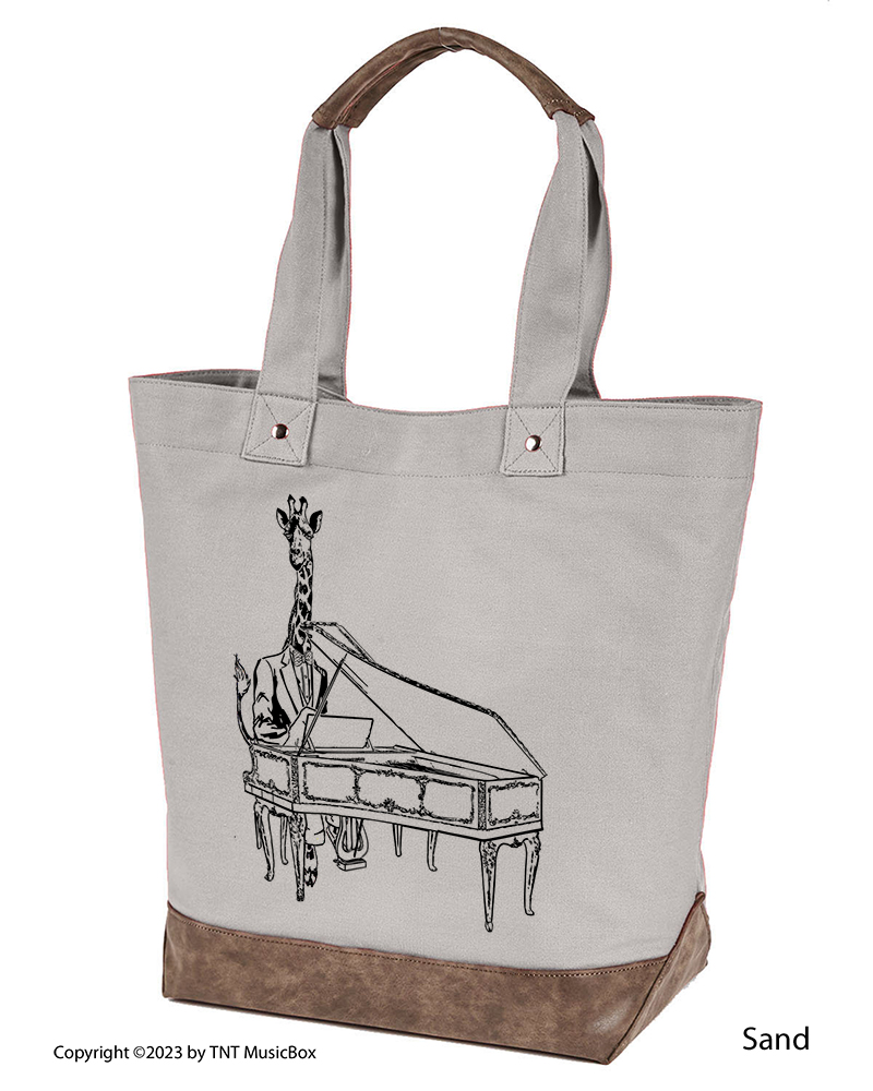 Giraffe Playing Piano Musician’s  Canvas Tote