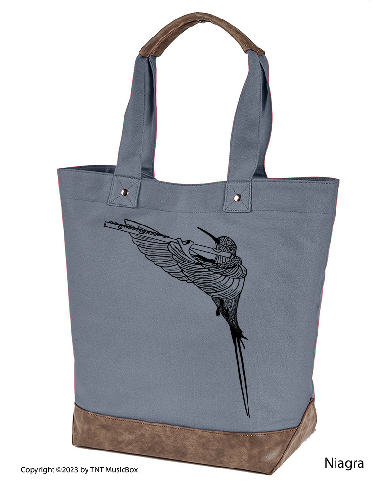 Hummingbird Playing Flute Musician’s  Canvas Tote