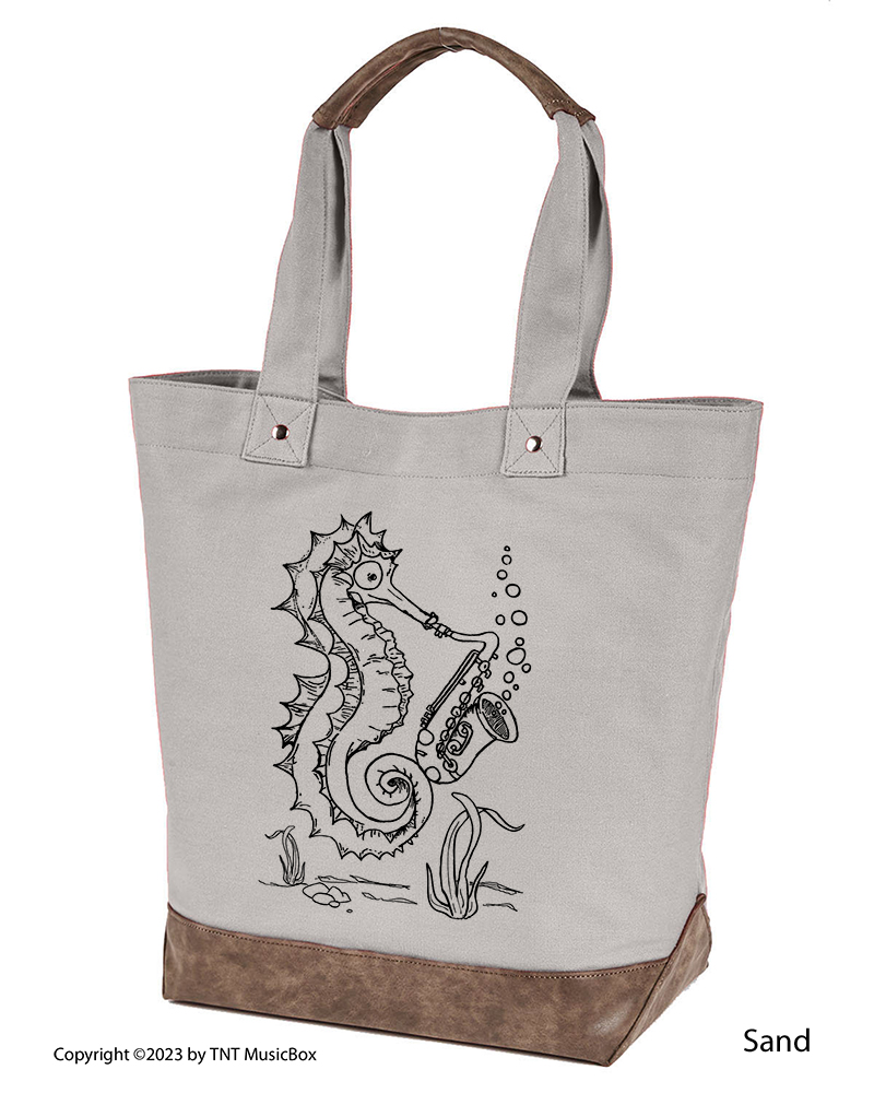 Seahorse Playing Saxophone Musician’s Tote