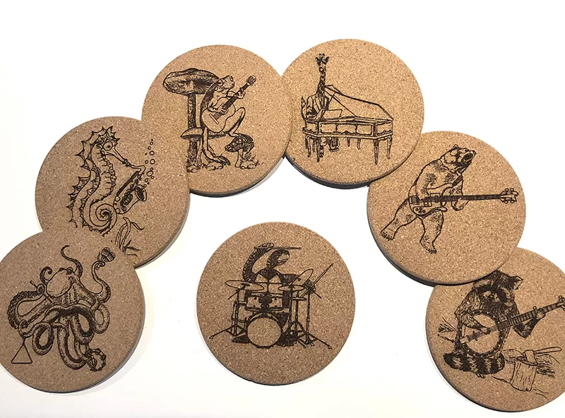 Water Repelling Laser Engraved Cork Coasters