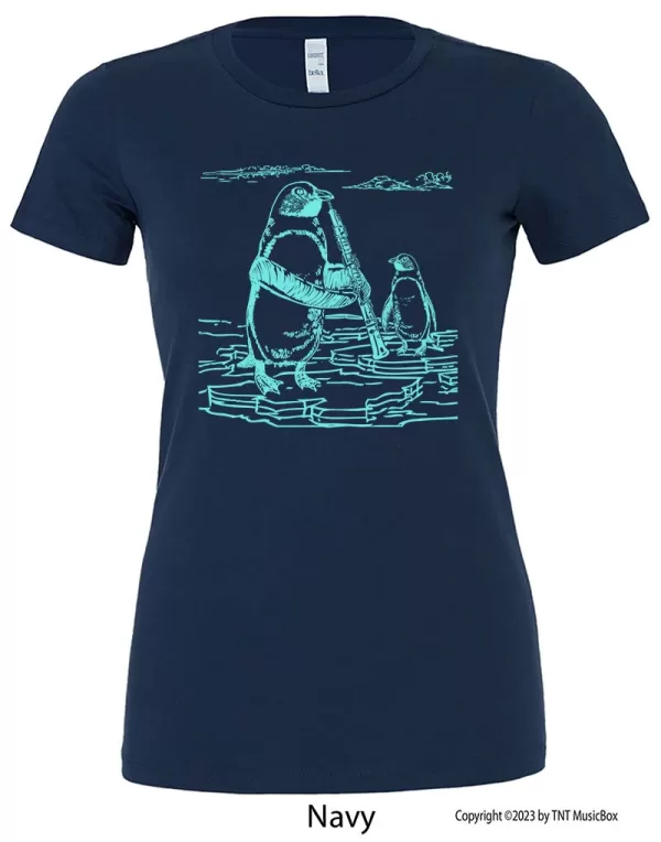 Penguin Playing oboe on Navy shirt